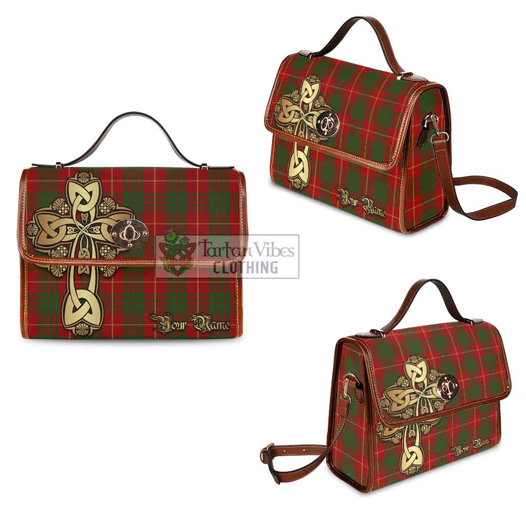 Tartan Vibes Clothing Cameron Tartan Waterproof Canvas Bag Golden Thistle Celtic Cross Style