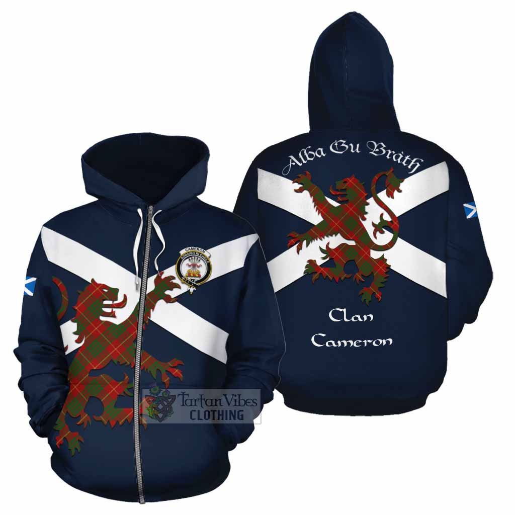 Tartan Vibes Clothing Cameron Tartan Lion Rampant Cotton Hoodie Proudly Display Your Heritage with Alba Gu Brath and Clan Name