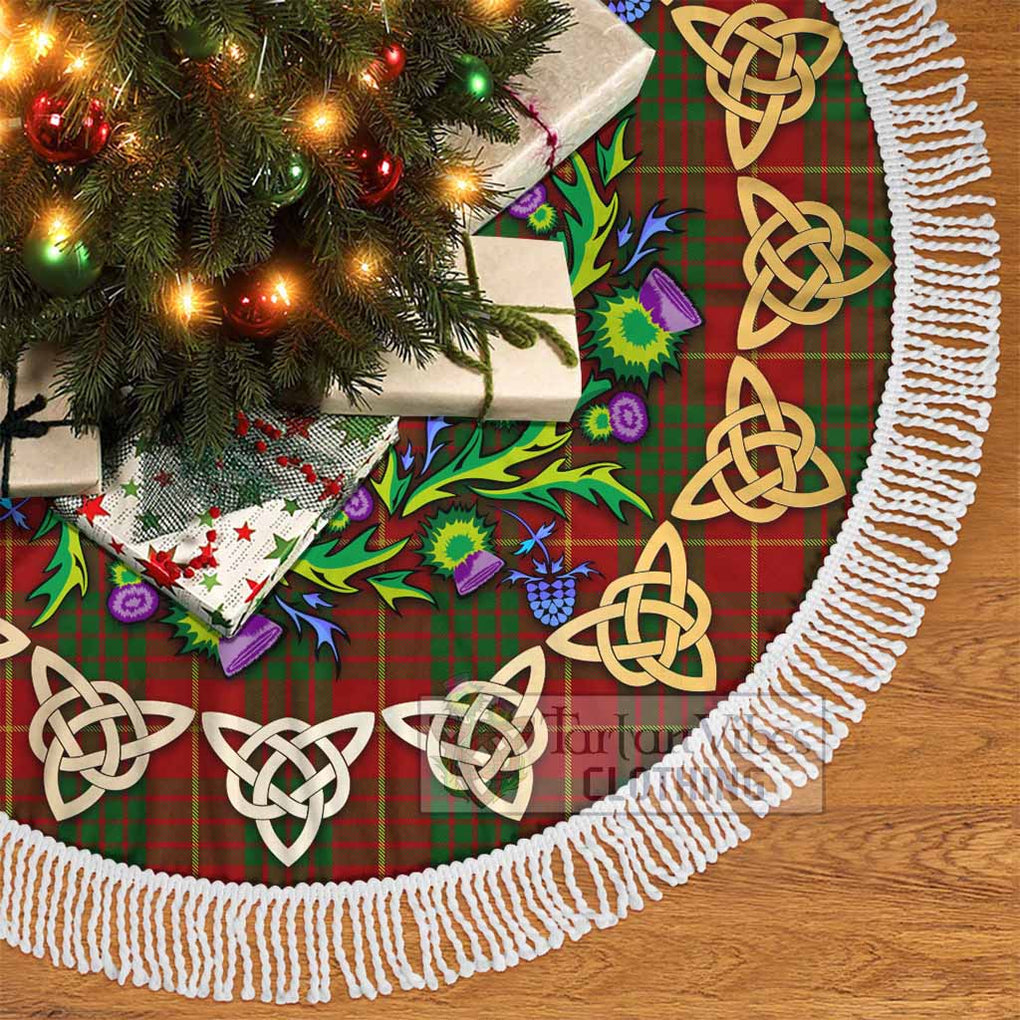 Tartan Vibes Clothing Cameron Tartan Christmas Tree Skirt with Thistle Celtic Knot Style