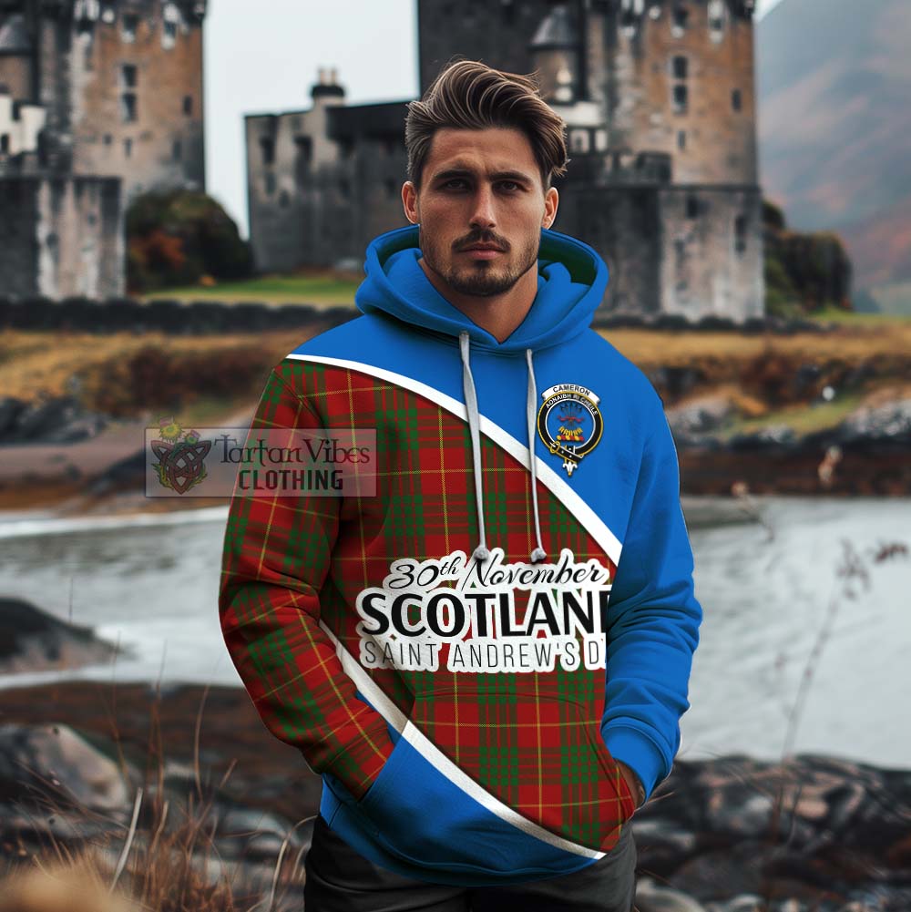 Tartan Vibes Clothing Cameron Family Crest Tartan Cotton Hoodie Celebrate Saint Andrew's Day in Style