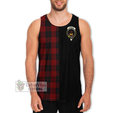 Cameron Black and Red Tartan Men's Tank Top with Family Crest and Half Of Me Style