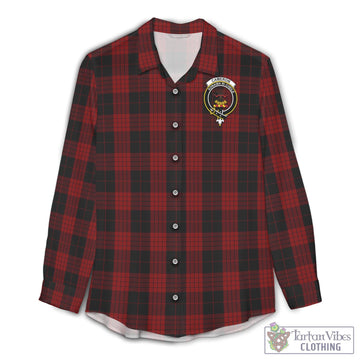 Cameron Black and Red Tartan Womens Casual Shirt with Family Crest