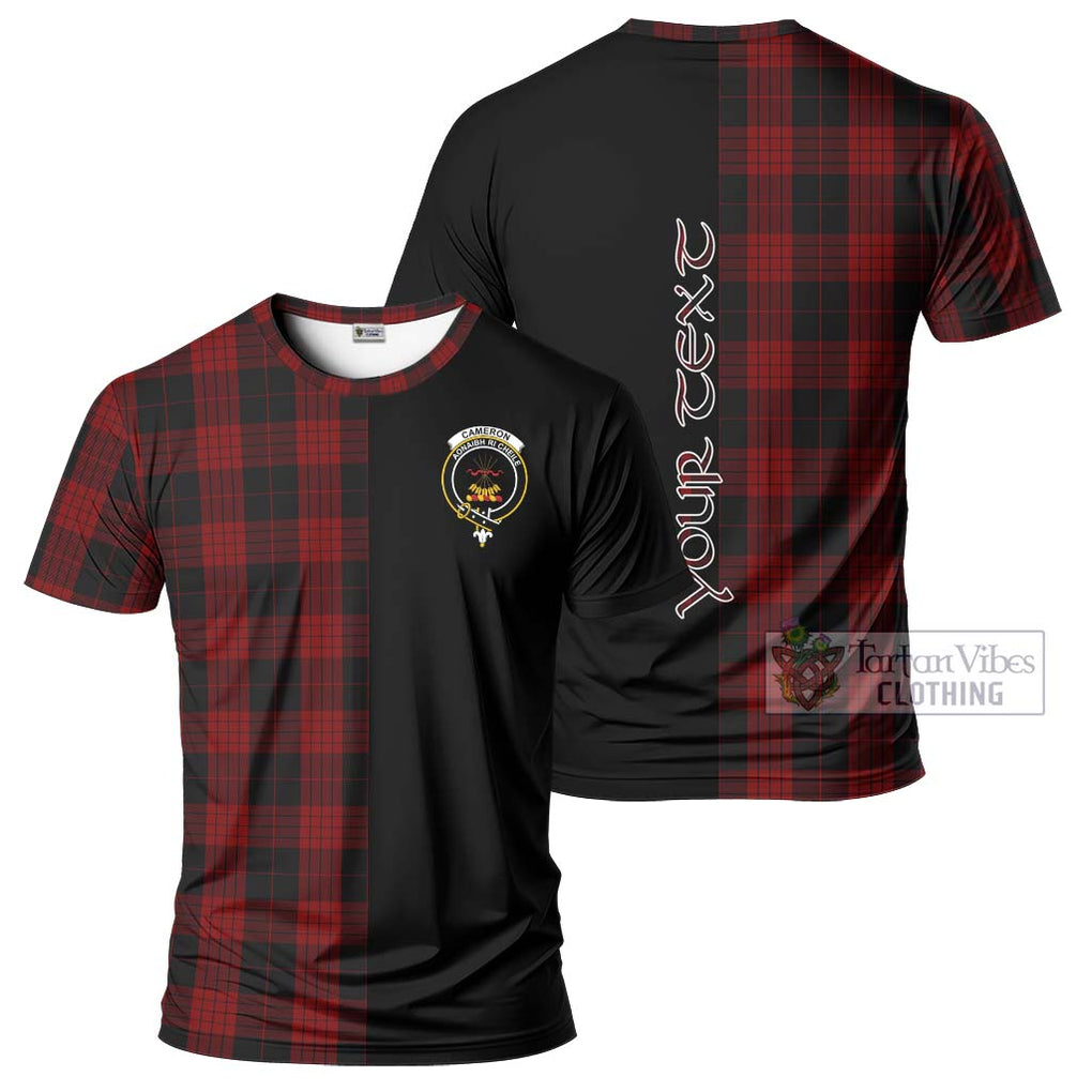 Cameron Black and Red Tartan T-Shirt with Family Crest and Half Of Me Style Kid's Shirt - Tartanvibesclothing Shop