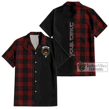 Cameron Black and Red Tartan Short Sleeve Button Shirt with Family Crest and Half Of Me Style