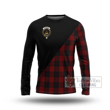 Cameron Black and Red Tartan Long Sleeve T-Shirt with Family Crest and Military Logo Style