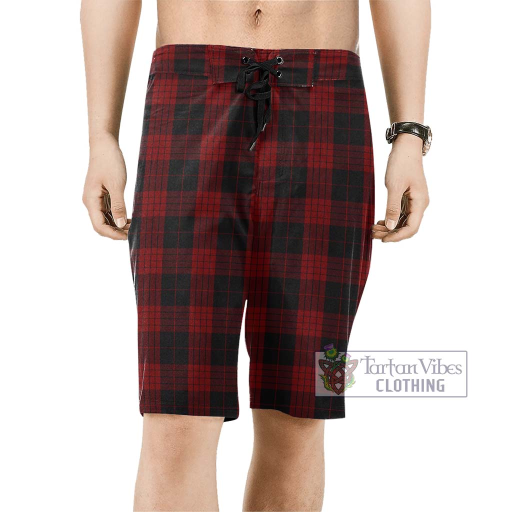 Cameron Black and Red Tartan Men's Board Shorts Men - Tartan Vibes Clothing