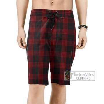 Cameron Black and Red Tartan Men's Board Shorts