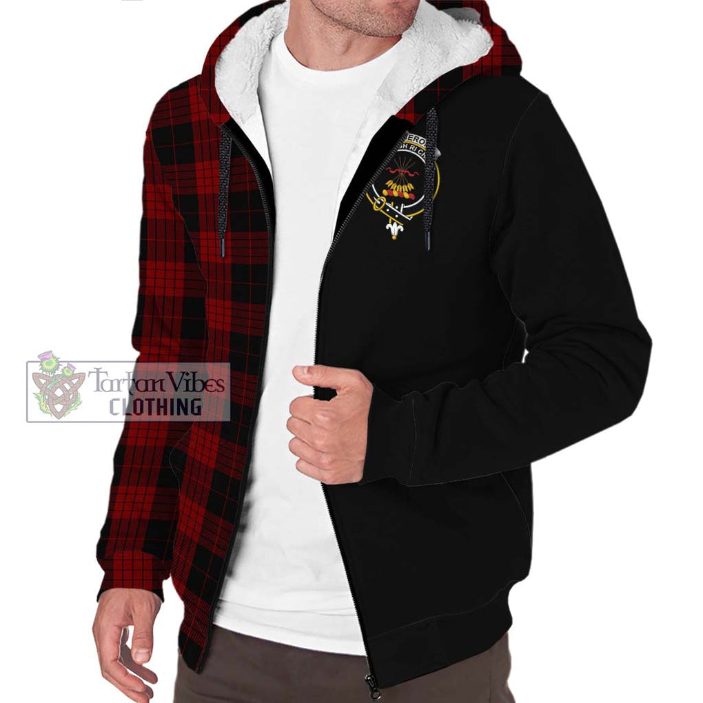 Cameron Black and Red Tartan Sherpa Hoodie with Family Crest and Half Of Me Style Unisex S - Tartanvibesclothing Shop