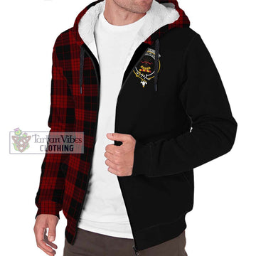 Cameron Black and Red Tartan Sherpa Hoodie with Family Crest and Half Of Me Style