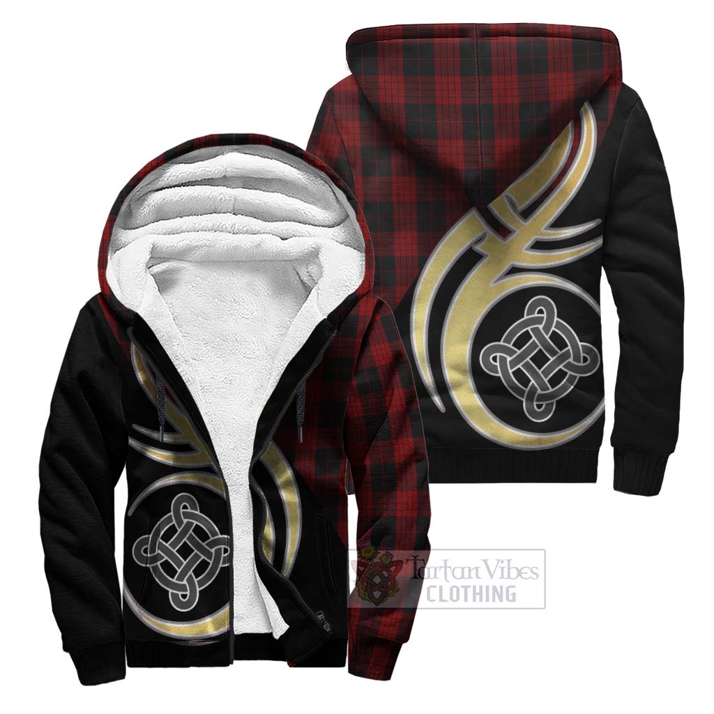 Cameron Black and Red Tartan Sherpa Hoodie with Family Crest and Celtic Symbol Style Unisex S - Tartan Vibes Clothing