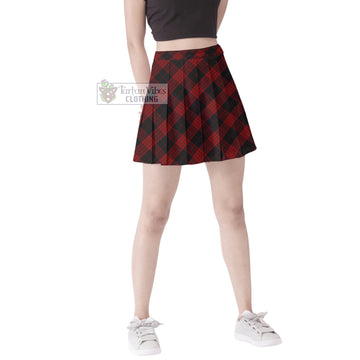 Cameron Black and Red Tartan Women's Plated Mini Skirt Cross Style