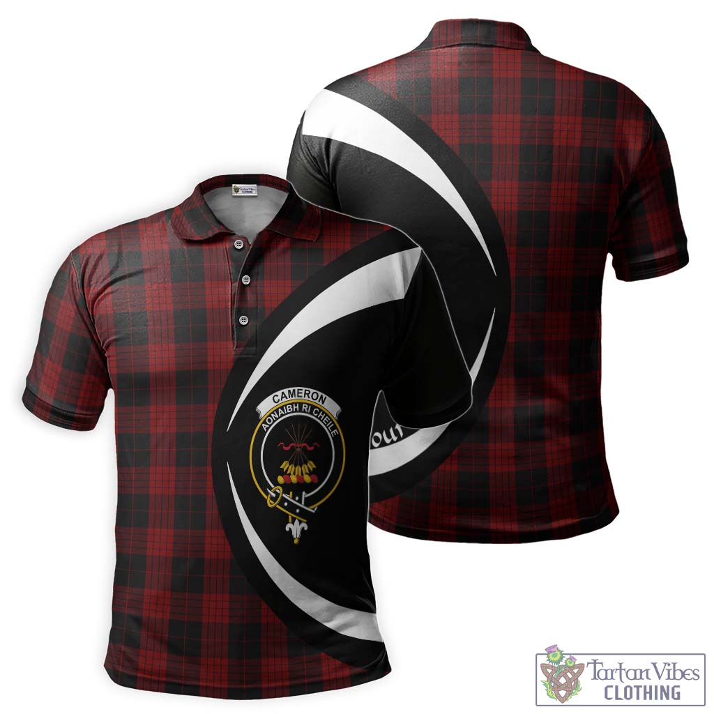 Cameron Black and Red Tartan Men's Polo Shirt with Family Crest Circle Style Kid - Tartan Vibes Clothing