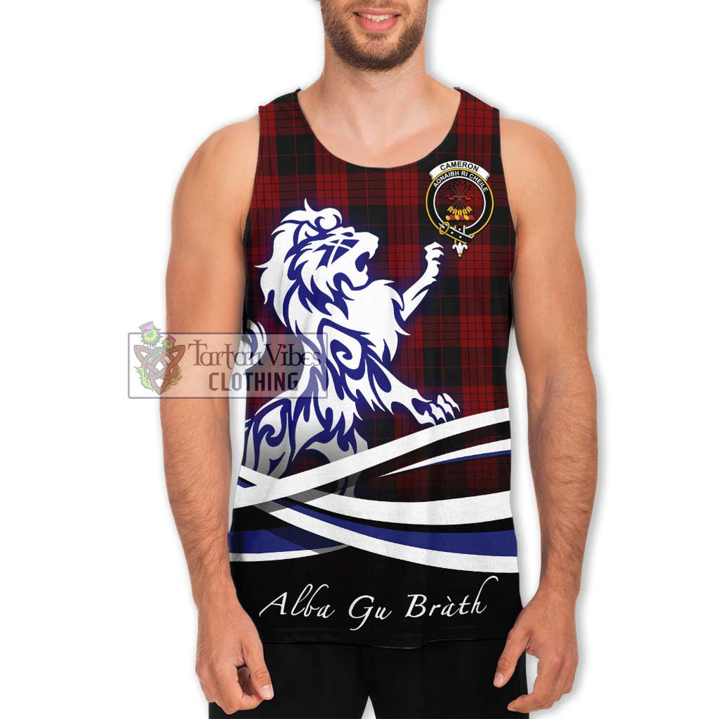 Cameron Black and Red Tartan Men's Tank Top with Alba Gu Brath Regal Lion Emblem Men - Tartanvibesclothing Shop