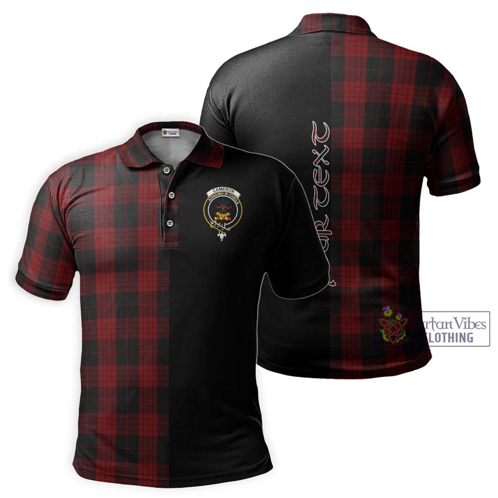 Cameron Black and Red Tartan Polo Shirt with Family Crest and Half Of Me Style Kid - Tartanvibesclothing Shop