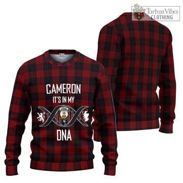 Cameron Black and Red Tartan Ugly Sweater with Family Crest DNA In Me Style