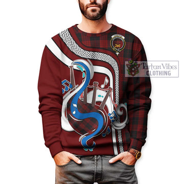 Cameron Black and Red Tartan Sweatshirt with Epic Bagpipe Style