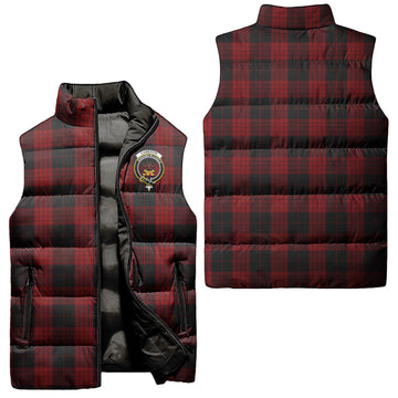 Cameron Black and Red Tartan Sleeveless Puffer Jacket with Family Crest