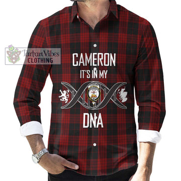 Cameron Black and Red Tartan Long Sleeve Button Shirt with Family Crest DNA In Me Style