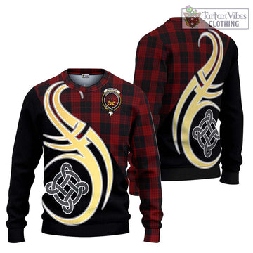 Cameron Black and Red Tartan Ugly Sweater with Family Crest and Celtic Symbol Style