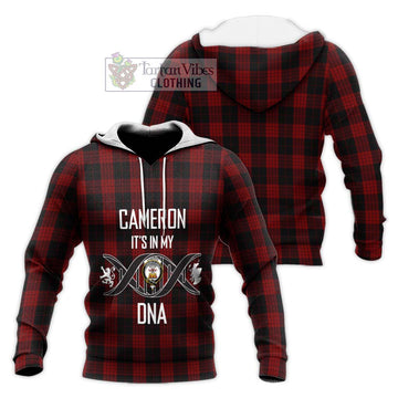 Cameron Black and Red Tartan Knitted Hoodie with Family Crest DNA In Me Style