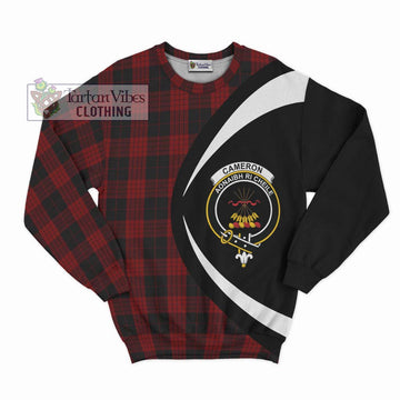 Cameron Black and Red Tartan Sweatshirt with Family Crest Circle Style