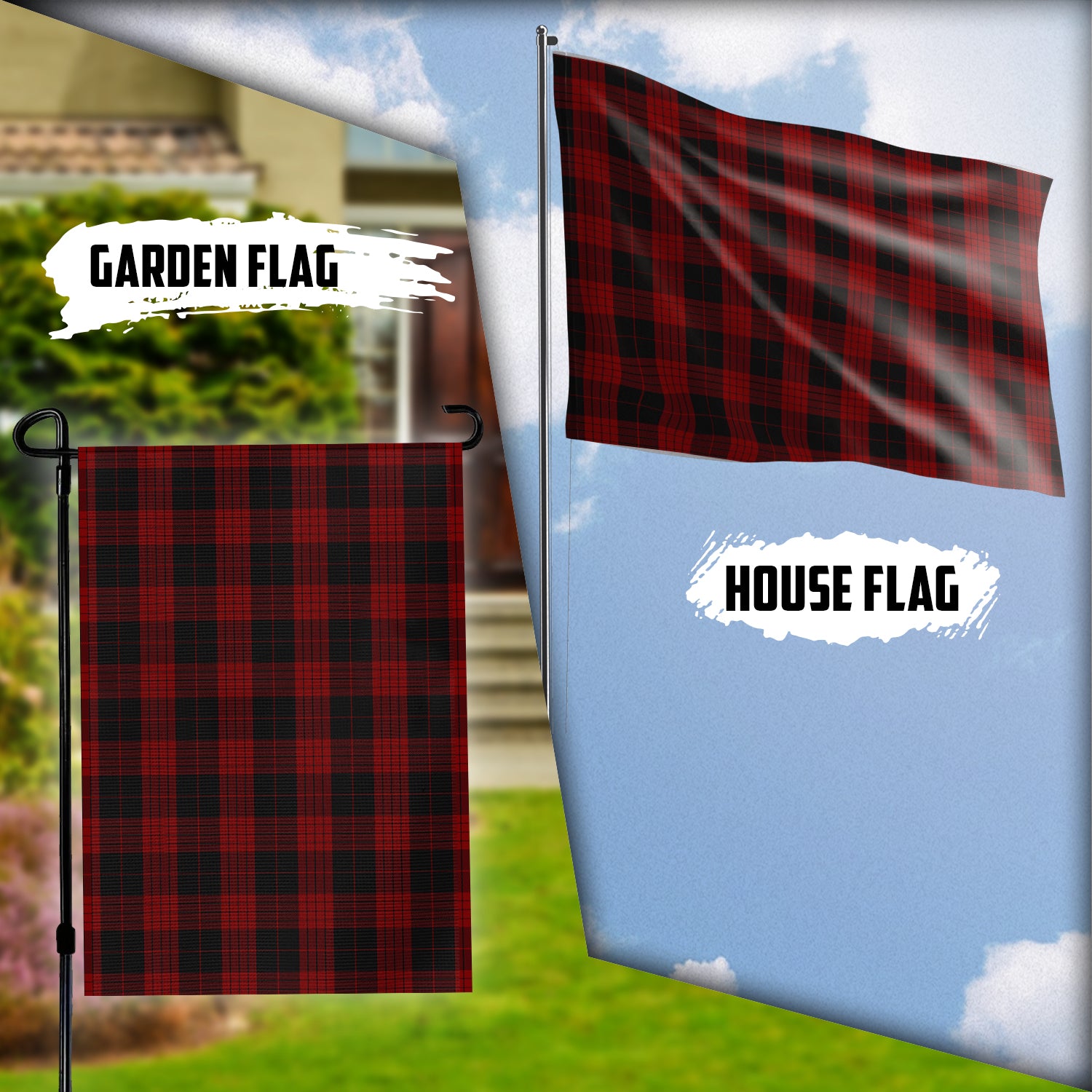 Cameron Black and Red Tartan Flag Garden Flag (Vertical) - Tartan Vibes Clothing