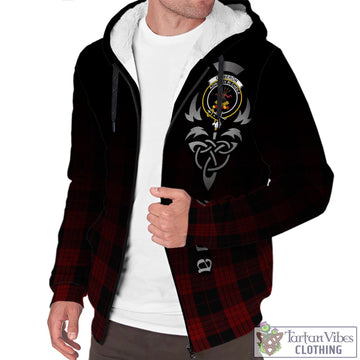 Cameron Black and Red Tartan Sherpa Hoodie Featuring Alba Gu Brath Family Crest Celtic Inspired