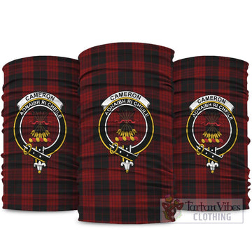 Cameron Black and Red Tartan Neck Gaiters, Tartan Bandanas, Tartan Head Band with Family Crest