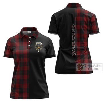 Cameron Black and Red Tartan Women's Polo Shirt with Family Crest and Half Of Me Style