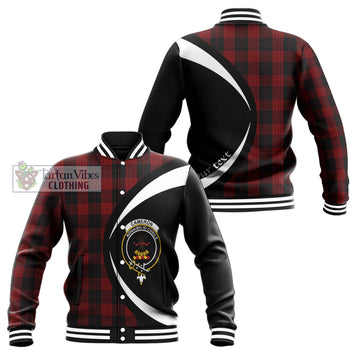 Cameron Black and Red Tartan Baseball Jacket with Family Crest Circle Style