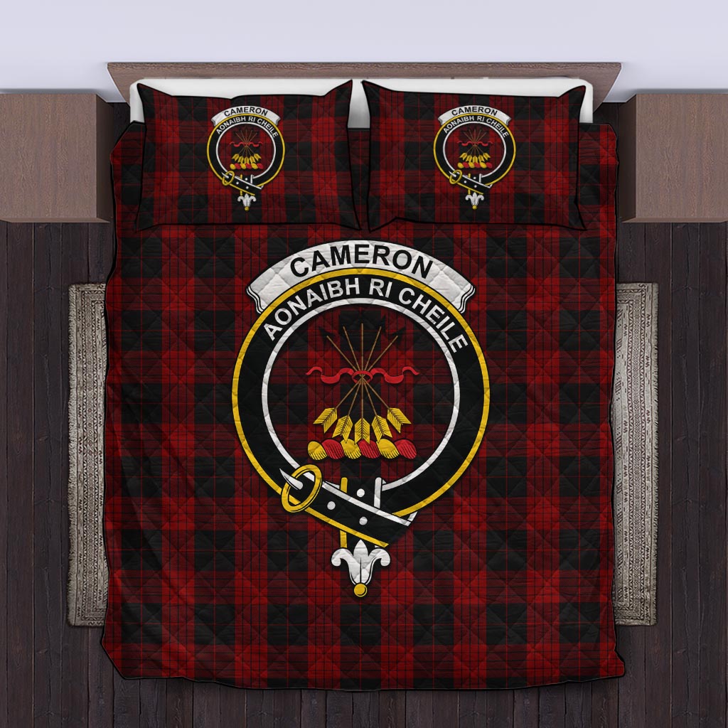 Cameron Black and Red Tartan Quilt Bed Set with Family Crest Twin - Tartan Vibes Clothing