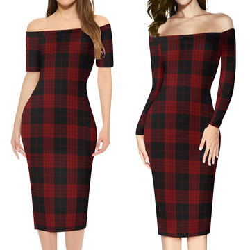 Cameron Black and Red Tartan Off Shoulder Lady Dress