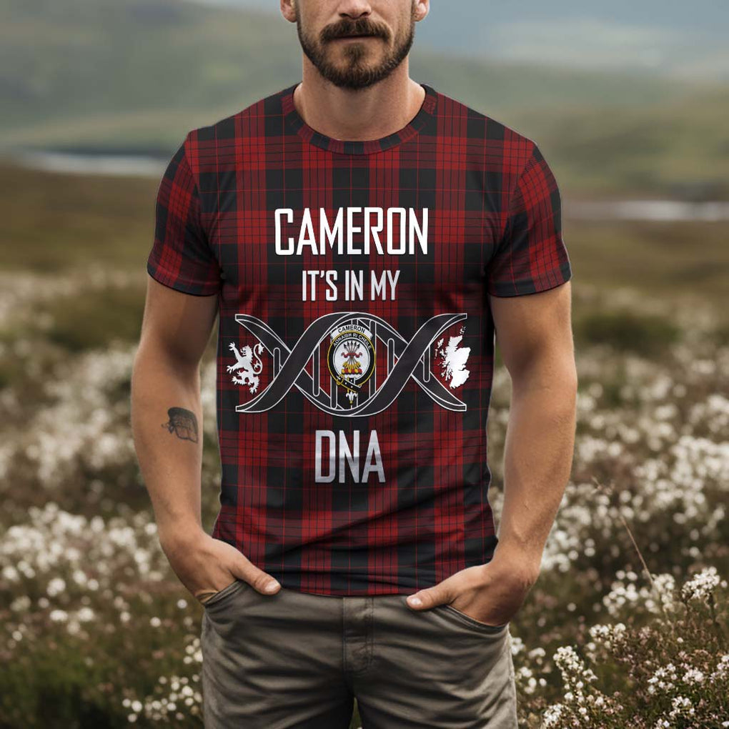 Cameron Black and Red Tartan T-Shirt with Family Crest DNA In Me Style Kid's Shirt - Tartan Vibes Clothing