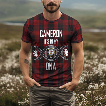 Cameron Black and Red Tartan T-Shirt with Family Crest DNA In Me Style