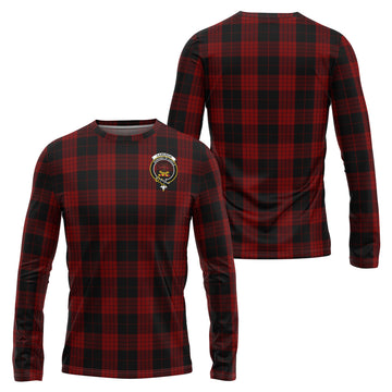 Cameron Black and Red Tartan Long Sleeve T-Shirt with Family Crest