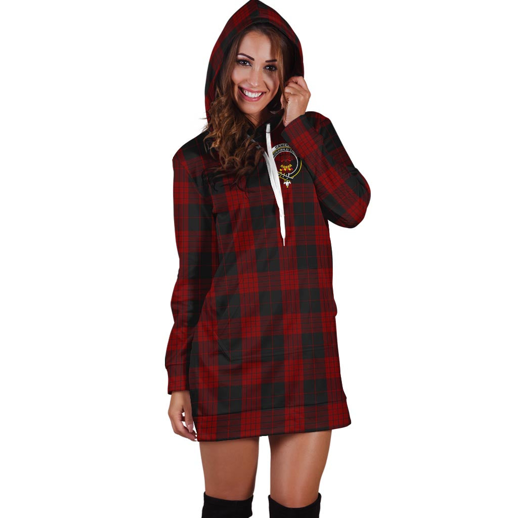 Cameron Black and Red Tartan Hoodie Dress with Family Crest - Tartan Vibes Clothing