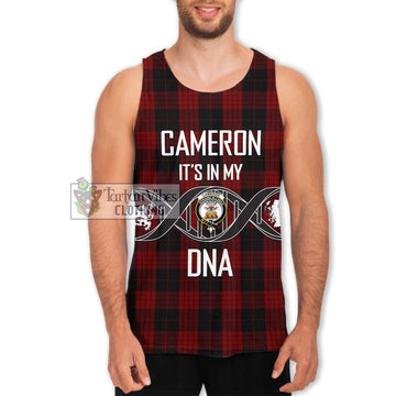 Cameron Black and Red Tartan Men's Tank Top with Family Crest DNA In Me Style