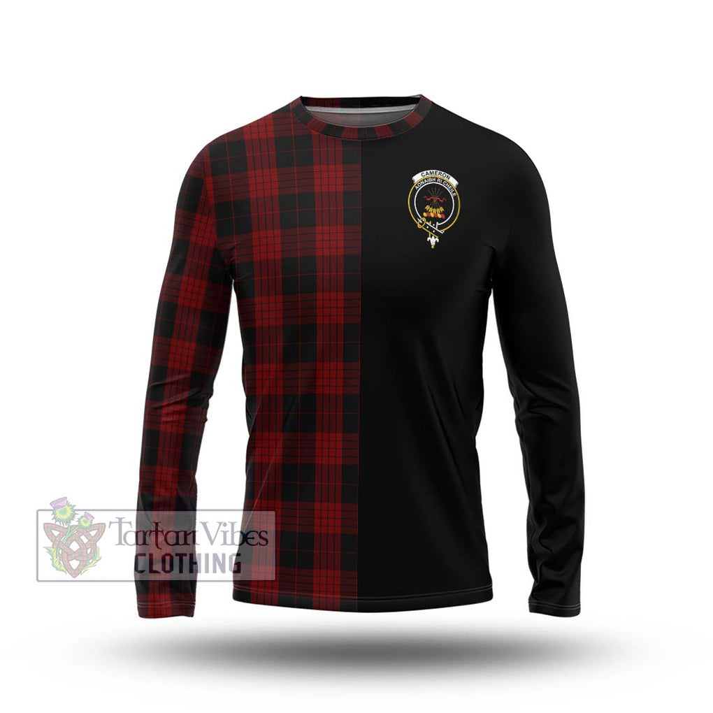 Cameron Black and Red Tartan Long Sleeve T-Shirt with Family Crest and Half Of Me Style Unisex - Tartanvibesclothing Shop