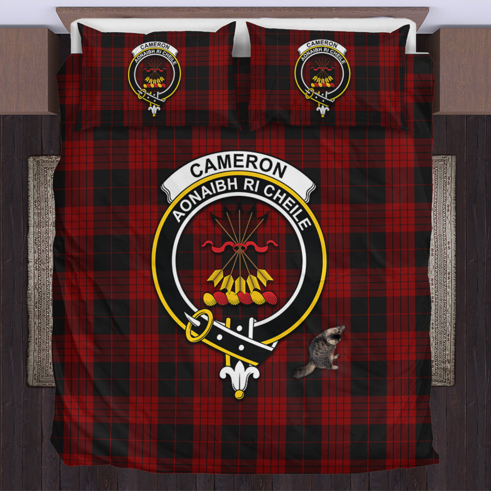 Cameron Black and Red Tartan Bedding Set with Family Crest US Bedding Set - Tartan Vibes Clothing