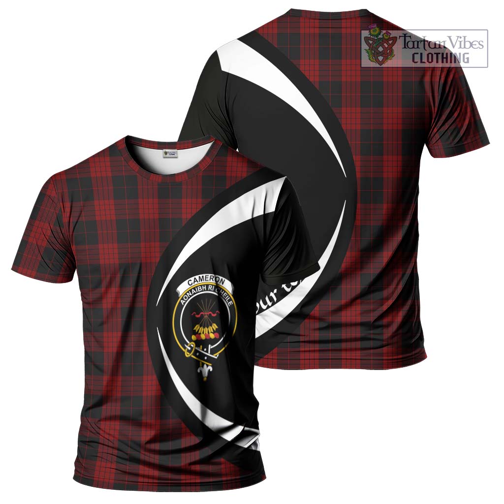 Tartan Vibes Clothing Cameron Black and Red Tartan T-Shirt with Family Crest Circle Style