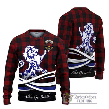 Cameron Black and Red Tartan Ugly Sweater with Alba Gu Brath Regal Lion Emblem