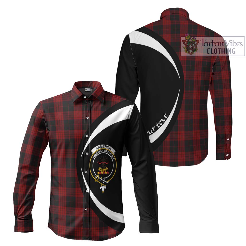 Cameron Black and Red Tartan Long Sleeve Button Up with Family Crest Circle Style Men's Shirt S - Tartan Vibes Clothing