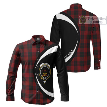 Cameron Black and Red Tartan Long Sleeve Button Up with Family Crest Circle Style