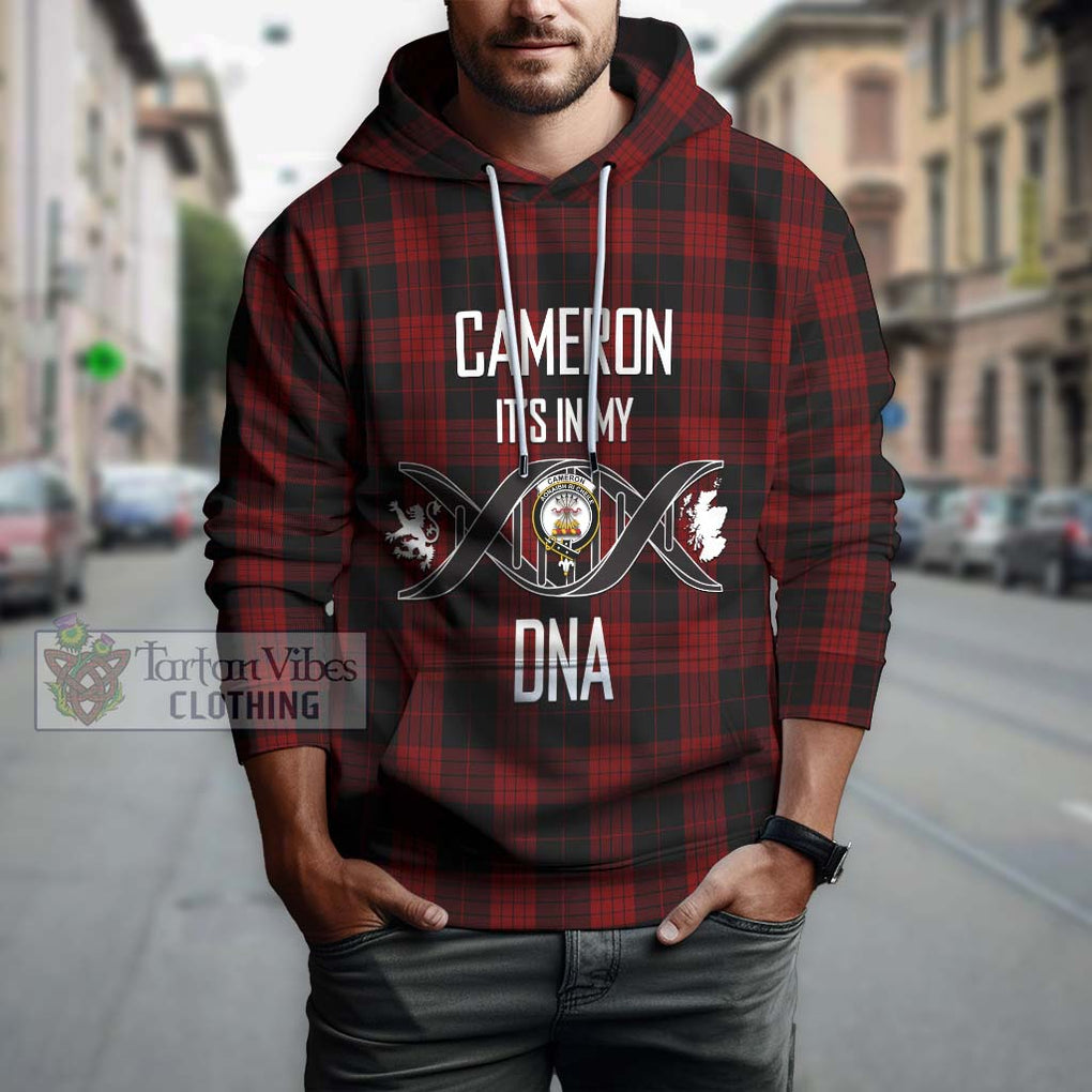 Cameron Black and Red Tartan Hoodie with Family Crest DNA In Me Style Pullover Hoodie - Tartanvibesclothing Shop