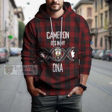 Cameron Black and Red Tartan Hoodie with Family Crest DNA In Me Style