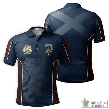 Cameron Black and Red Tartan Men's Polo Shirt with Family Crest and Lion Rampant Vibes Sport Style