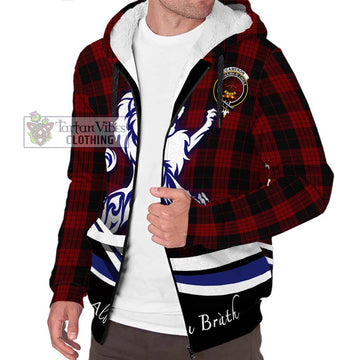 Cameron Black and Red Tartan Sherpa Hoodie with Alba Gu Brath Regal Lion Emblem