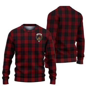 Cameron Black and Red Tartan Ugly Sweater with Family Crest