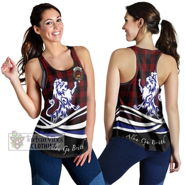 Cameron Black and Red Tartan Women's Racerback Tanks with Alba Gu Brath Regal Lion Emblem