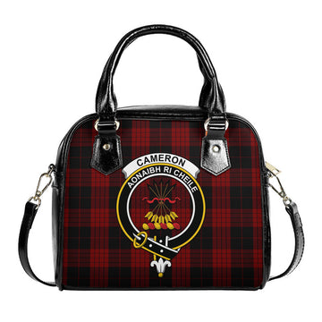 Cameron Black and Red Tartan Shoulder Handbags with Family Crest